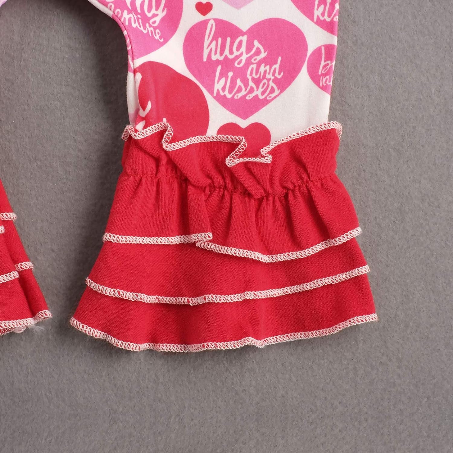 Newborn Baby Girls Valentine'S Day Outfits Ruffle Long Sleeve Romper Love Long Pants Headband 3Pcs Clothes (My First Valentine'S Day, 0-3M)